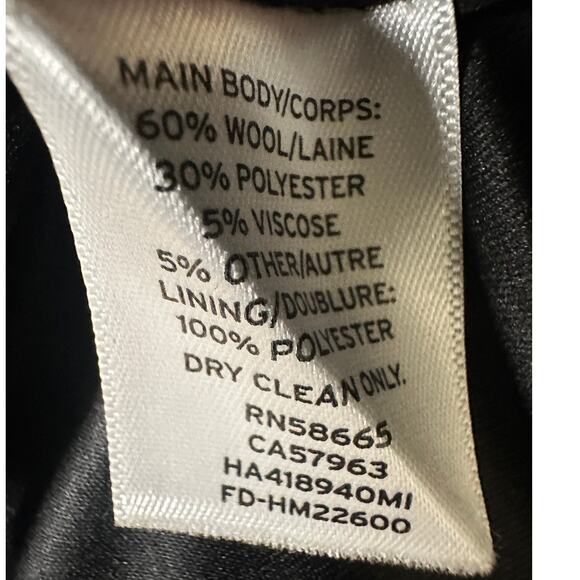 Halogen Size 12 Black Wool Blend Long Heavy Winter Pea Coat Jacket Classic Work - Picture 10 of 13